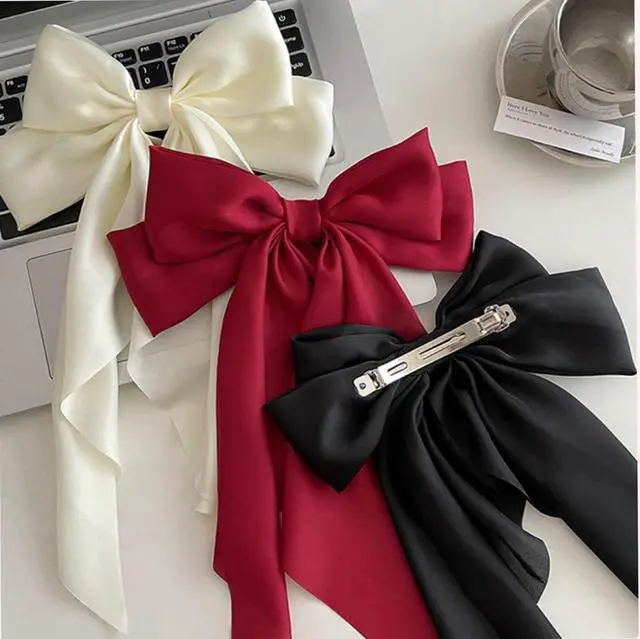 Alt view image 3 of 7 - Hair Bows for Women Girls 8 PCS Hair Ribbon Bow Hair Clips with Long Tails Vintage Hair Accessories for Women Gifts