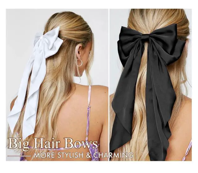 Alt view image 2 of 7 - Hair Bows for Women Girls 8 PCS Hair Ribbon Bow Hair Clips with Long Tails Vintage Hair Accessories for Women Gifts