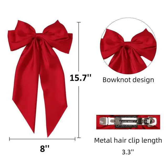 Alt view image 6 of 7 - Hair Bows for Women Girls 8 PCS Hair Ribbon Bow Hair Clips with Long Tails Vintage Hair Accessories for Women Gifts