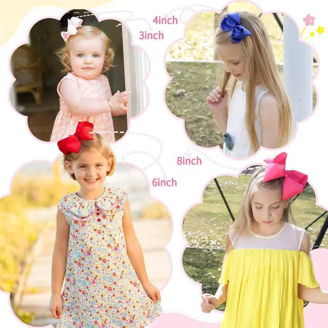 Alt view image 6 of 7 - Hair Bows for Girls, 30 Colors 6 Inch Grosgrain Ribbon Hair Bows Clips Alligator Clips Barrettes Hair Accessories, Back to School, Party, Photography, Christmas, Travel