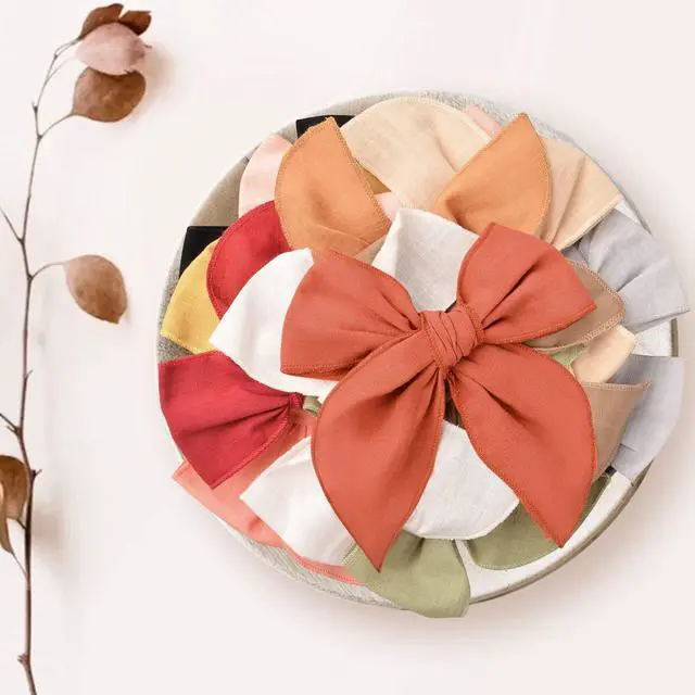 Alt view image 7 of 7 - Big Hair Bows for Girls, Cotton Linen Alligator Clips, 5.5" Bows
