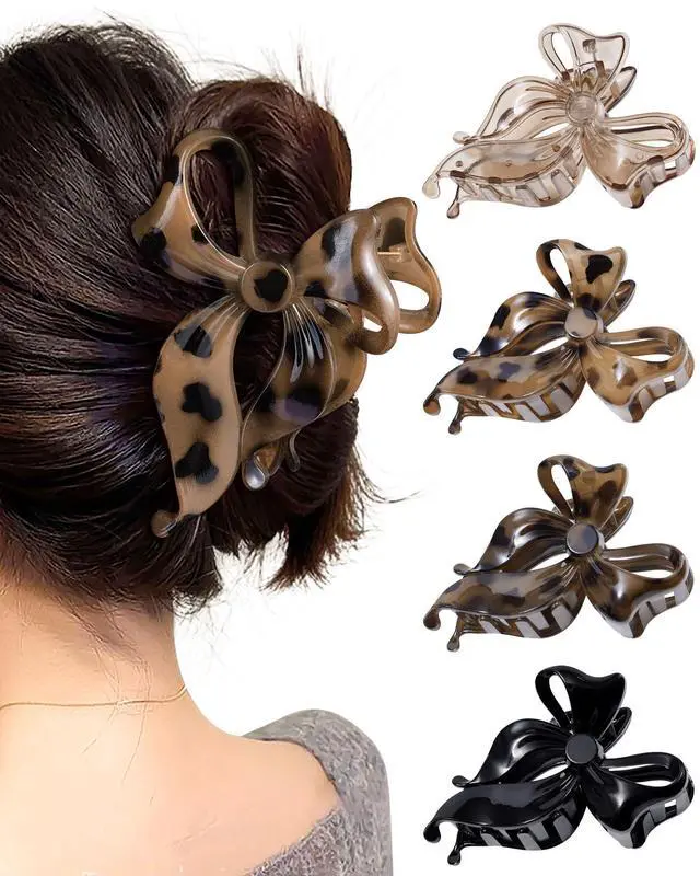 Main image of 4 pack Cute Bow Claw Clip for Women, Nonslip Matte Strong Hold