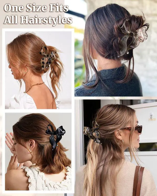 Alt view image 5 of 7 - 4 pack Cute Bow Claw Clip for Women, Nonslip Matte Strong Hold
