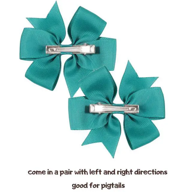 Alt view image 3 of 7 - 60pcs 3 Inches Boutique Grosgrain Ribbon Pinwheel Hair Bows for Baby Girls, Toddler Bows Hair Clip Birthday Gifts In Pair