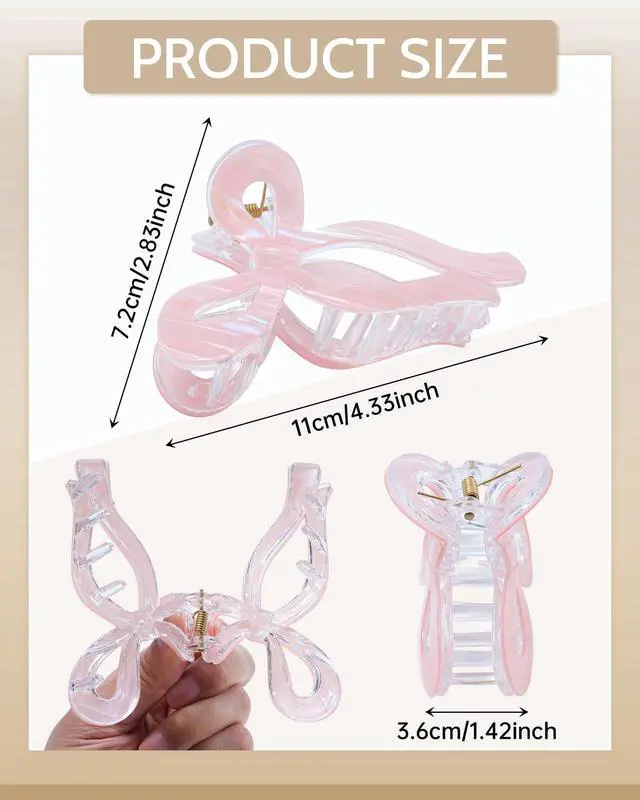 Alt view image 2 of 7 - Acrylic 4 Pack Elegant Bow Hair Claw Clips for Thin and Thick