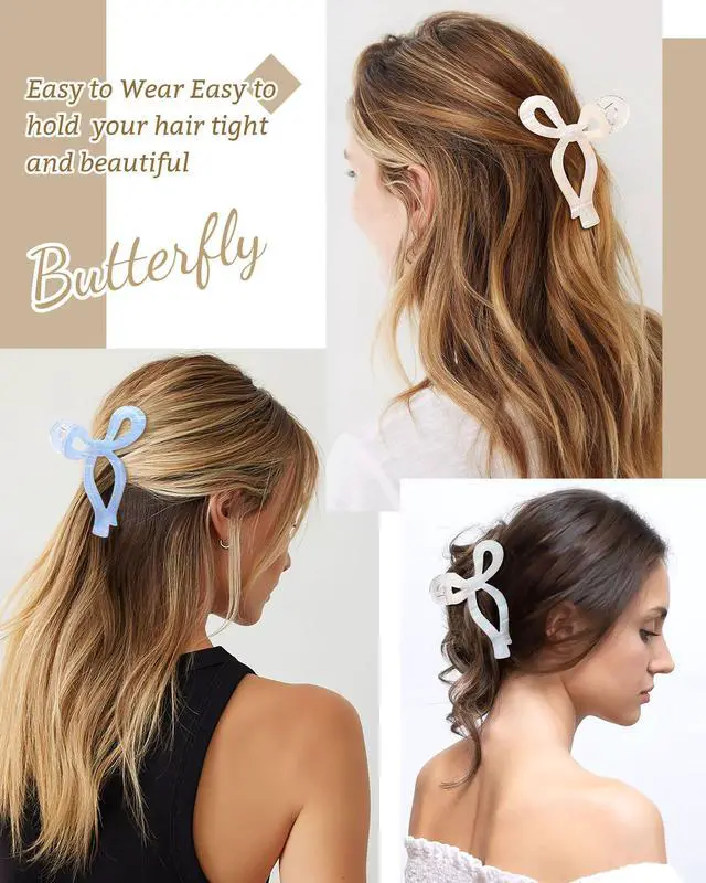 Alt view image 4 of 7 - Acrylic 4 Pack Elegant Bow Hair Claw Clips for Thin and Thick