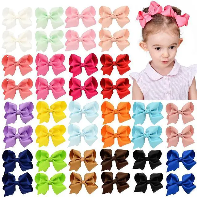 Main image of 40PCS 4.5 Inch Hair Bows for Girls Grosgrain Ribbon Toddler Hair Accessories with Alligator Clips for Toddlers Baby Girls Kids Teens in Pairs