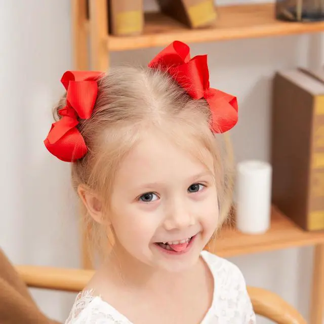 Alt view image 6 of 7 - 40PCS 4.5 Inch Hair Bows for Girls Grosgrain Ribbon Toddler Hair Accessories with Alligator Clips for Toddlers Baby Girls Kids Teens in Pairs