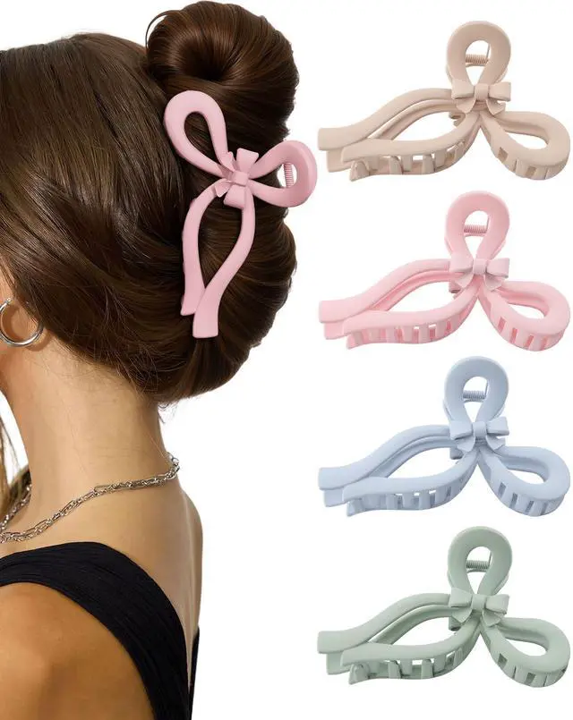 Main image of 4Pcs Extra Large Bow Claw Clips for Thick Hair, 5.1" Hair Claw Clips