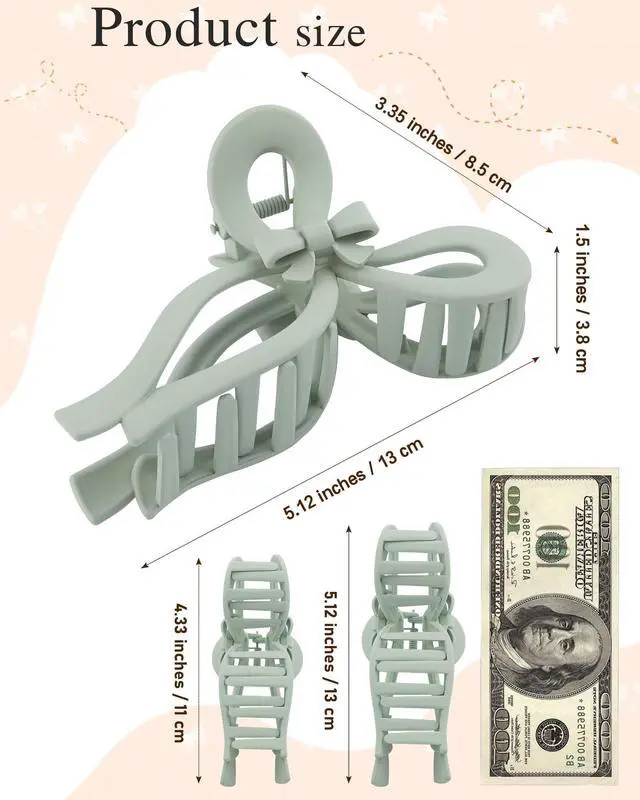 Alt view image 2 of 7 - 4Pcs Extra Large Bow Claw Clips for Thick Hair, 5.1" Hair Claw Clips