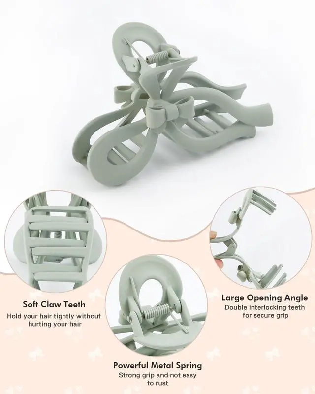 Alt view image 3 of 7 - 4Pcs Extra Large Bow Claw Clips for Thick Hair, 5.1" Hair Claw Clips