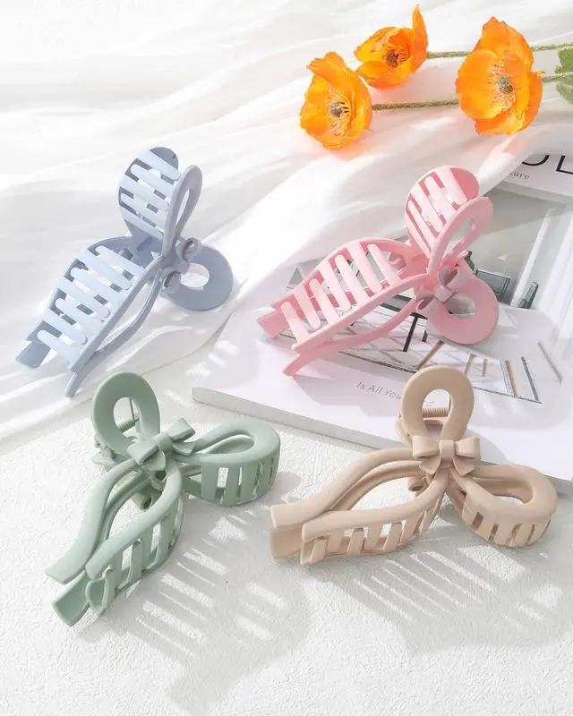 Alt view image 7 of 7 - 4Pcs Extra Large Bow Claw Clips for Thick Hair, 5.1" Hair Claw Clips
