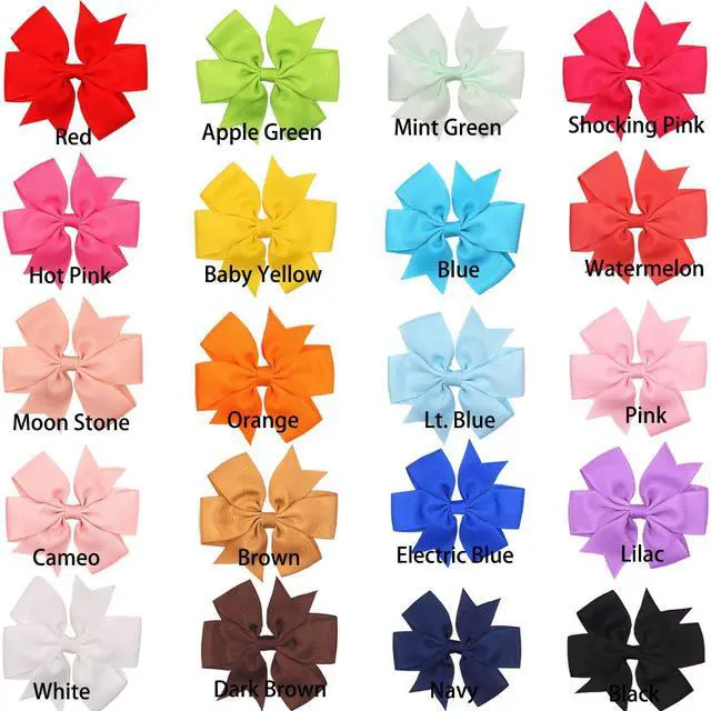 Alt view image 2 of 7 - 40Pcs 3 Inch Boutique Grosgrain Ribbon Pinwheel Hair Bows Alligator Clips For Girls Toddlers Accessories Teens Gifts In Pairs