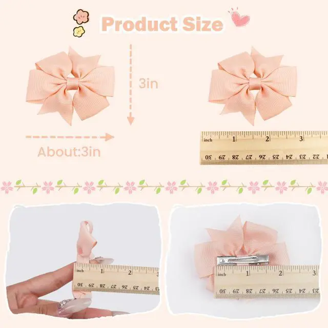 Alt view image 3 of 7 - 40Pcs 3 Inch Boutique Grosgrain Ribbon Pinwheel Hair Bows Alligator Clips For Girls Toddlers Accessories Teens Gifts In Pairs