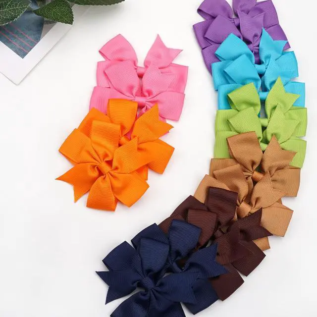 Alt view image 4 of 7 - 40Pcs 3 Inch Boutique Grosgrain Ribbon Pinwheel Hair Bows Alligator Clips For Girls Toddlers Accessories Teens Gifts In Pairs