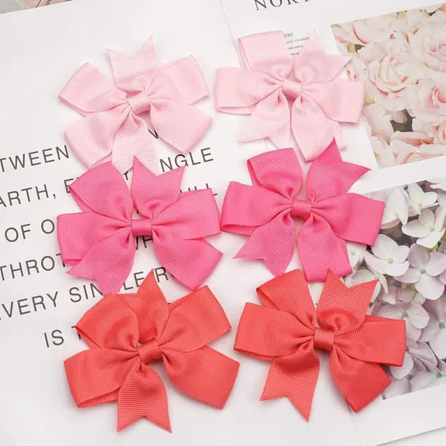 Alt view image 6 of 7 - 40Pcs 3 Inch Boutique Grosgrain Ribbon Pinwheel Hair Bows Alligator Clips For Girls Toddlers Accessories Teens Gifts In Pairs