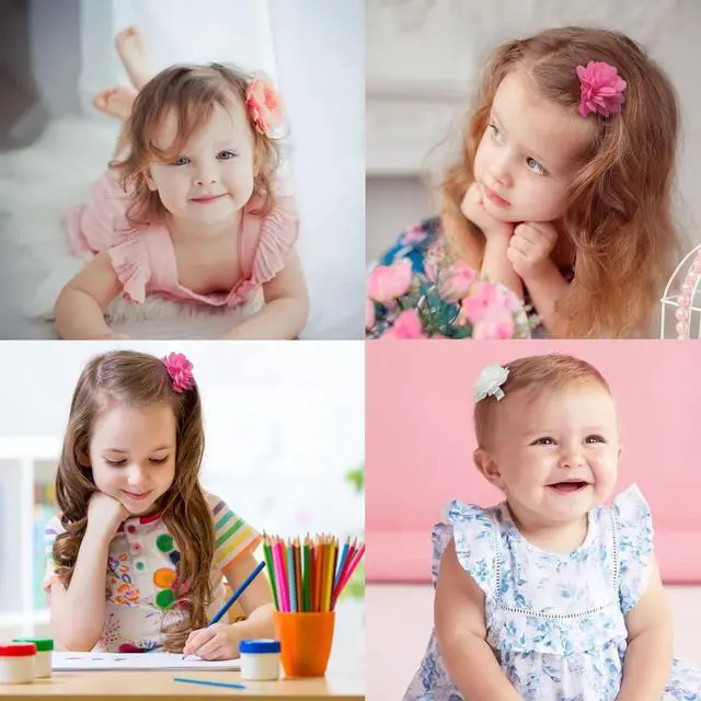 Alt view image 5 of 6 - 40PCS 2" Chiffon Flower Hair Bows Clips for Girls Infants Toddlers