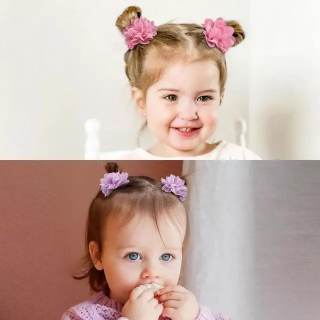 Alt view image 4 of 6 - 40PCS 2" Chiffon Flower Hair Bows Clips for Girls Infants Toddlers