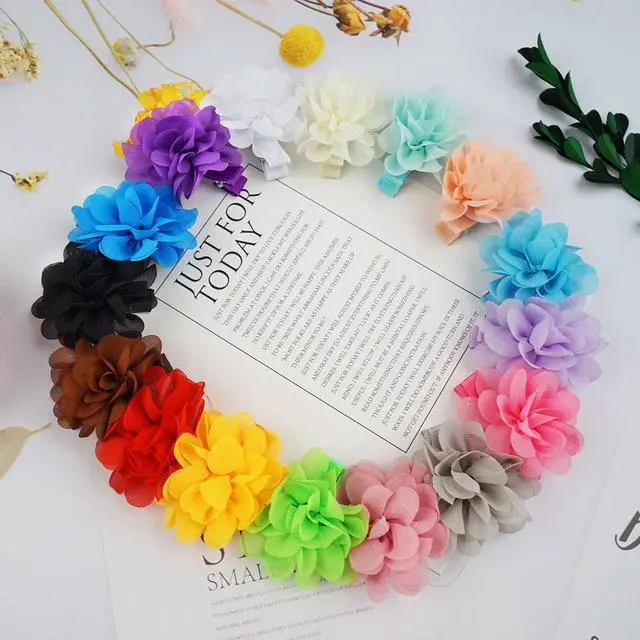 Alt view image 6 of 6 - 40PCS 2" Chiffon Flower Hair Bows Clips for Girls Infants Toddlers
