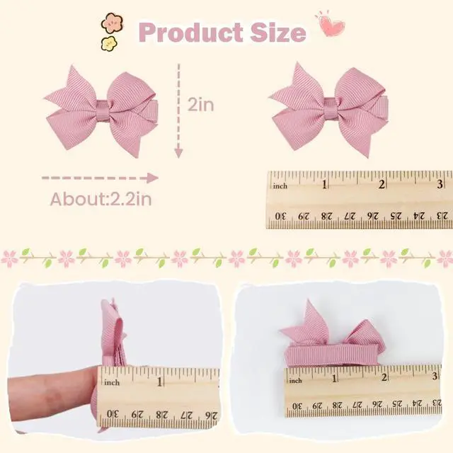 Alt view image 2 of 7 - Hair Clips for Girls - 42PCS Fully Lined Hair Bows Alligator Clips for Toddlers, Infants, Kids, 21 Color Pairs