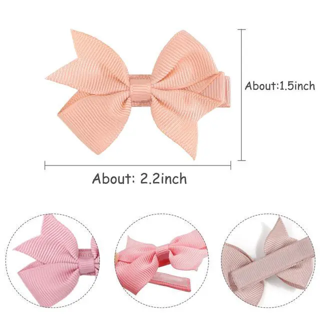 Alt view image 7 of 7 - Hair Clips for Girls - 42PCS Fully Lined Hair Bows Alligator Clips for Toddlers, Infants, Kids, 21 Color Pairs