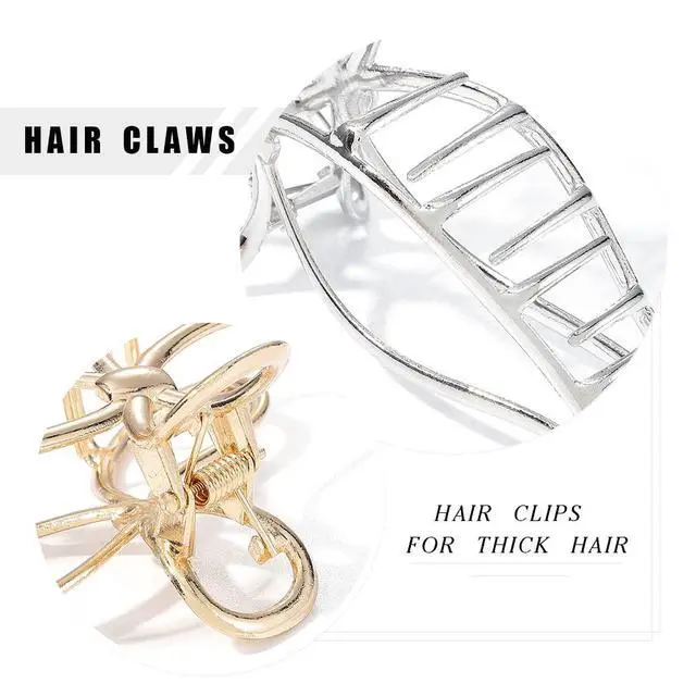 Alt view image 4 of 7 - Bow Claw Clip Gold Metal Hair Clips Medium Hair Jaw Clamps Stylish Hair Accessories for Women and Girls (Pack of 2)