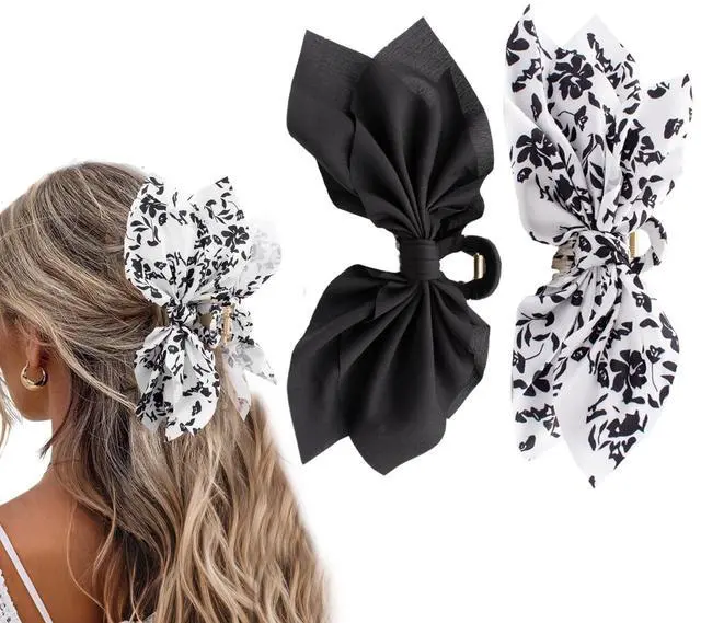 Main image of Bow Claw Hair Clips 2PCS Big Hair Bows for Women Butterfly Styling Large Hair Clips for Thin Thick Curly Hair for Girls Hair Accessories for Teens Gifts for Valentine's Day