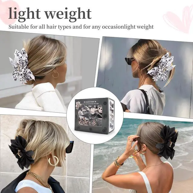 Alt view image 4 of 7 - Bow Claw Hair Clips 2PCS Big Hair Bows for Women Butterfly Styling Large Hair Clips for Thin Thick Curly Hair for Girls Hair Accessories for Teens Gifts for Valentine's Day