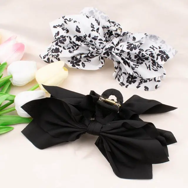 Alt view image 7 of 7 - Bow Claw Hair Clips 2PCS Big Hair Bows for Women Butterfly Styling Large Hair Clips for Thin Thick Curly Hair for Girls Hair Accessories for Teens Gifts for Valentine's Day