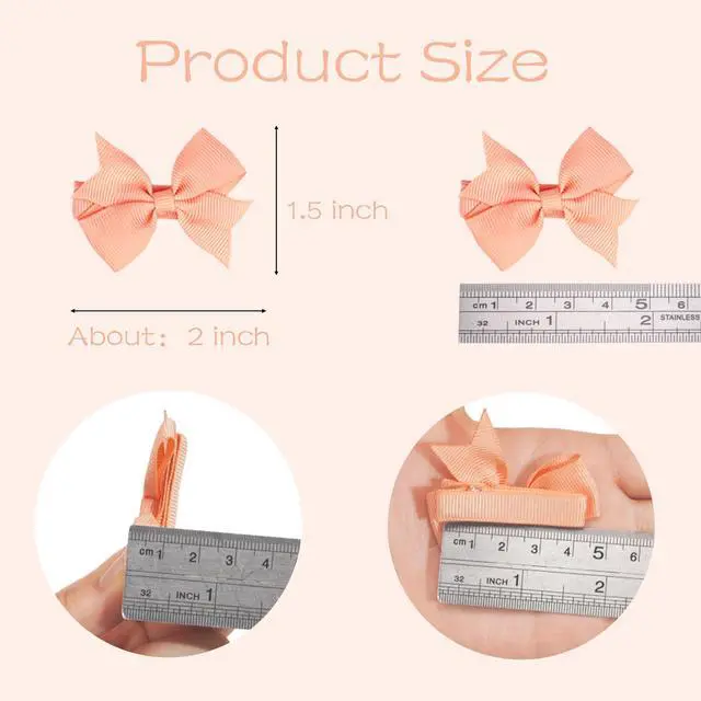 Alt view image 3 of 7 - Baby Hair Clips 50Pcs 2" Baby Hair Bows Fully Covered Barrette Clips