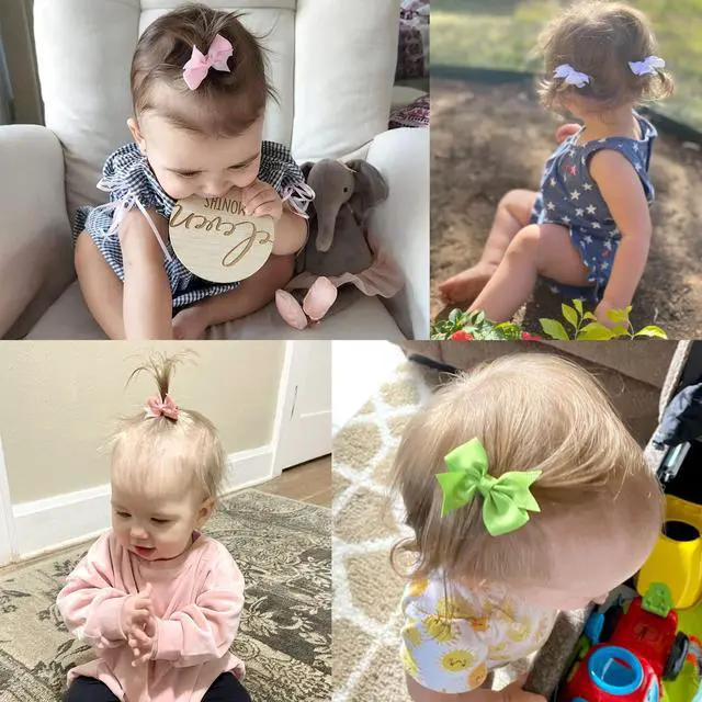 Alt view image 4 of 7 - Baby Hair Clips 50Pcs 2" Baby Hair Bows Fully Covered Barrette Clips
