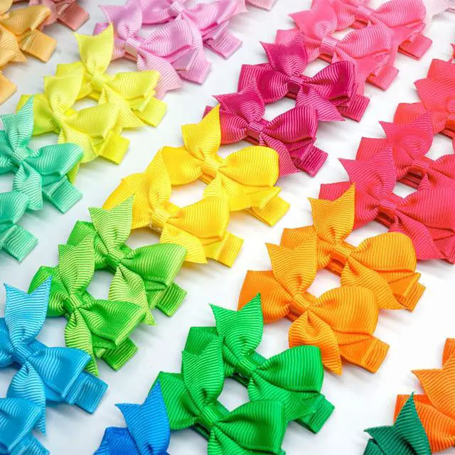 Alt view image 7 of 7 - Baby Hair Clips 50Pcs 2" Baby Hair Bows Fully Covered Barrette Clips