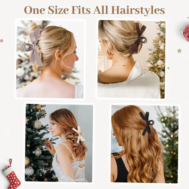 Alt view image 6 of 7 - 6 PCS Silky Satin Bow Hair Clips, Non-Slip Clips for Thin and Thick Hair, Bows for Women, Girls, Weddings, and Bridesmaids