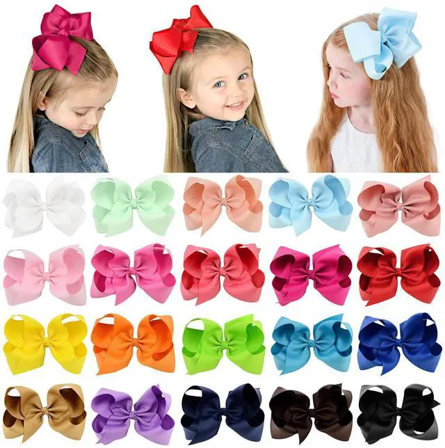 Main image of 20PCS Big 6 Inch Hair Bows for Girls Grosgrain Ribbon Toddler Hair Accessories with Alligator Clips for Toddlers Baby Girls Kids Teens