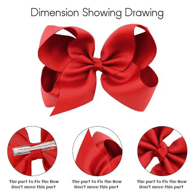 Alt view image 3 of 7 - 20PCS Big 6 Inch Hair Bows for Girls Grosgrain Ribbon Toddler Hair Accessories with Alligator Clips for Toddlers Baby Girls Kids Teens