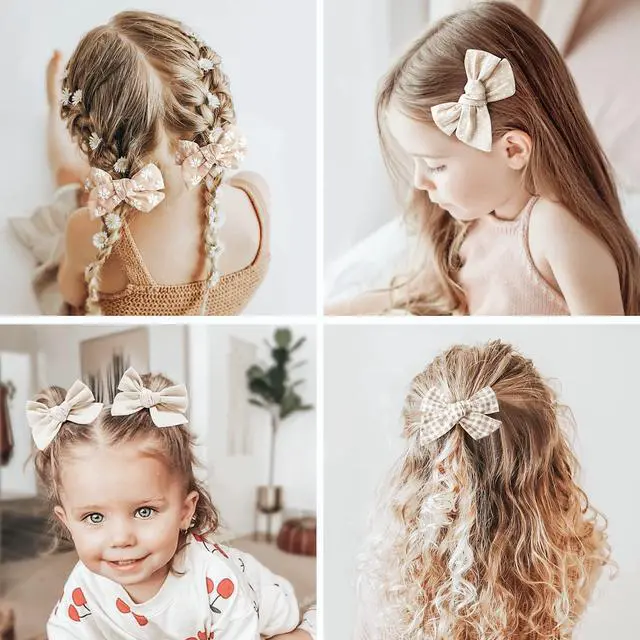 Alt view image 7 of 7 - 24 Pack Baby Hair Bows for Girls, Toddler Hair Clips in Paris