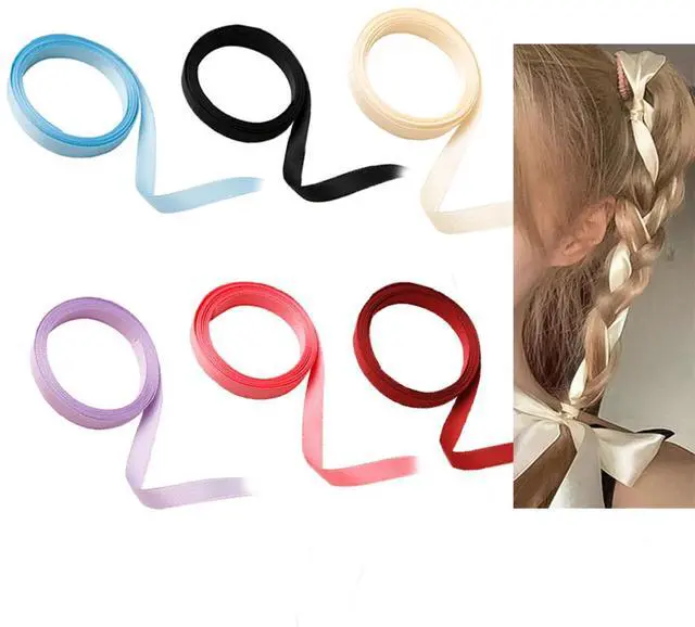 Main image of 6 Pack Hair Braids Ribbon Colorful Rainbow Hair Wrap String Hair Tie Rope Band Ribbon Tails Tassels for Hair Bows Ponytail Plaits Women Girls Braiding Hair Mini Bowknot Ribbon Barrettes
