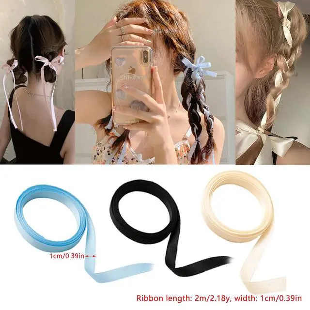 Alt view image 2 of 6 - 6 Pack Hair Braids Ribbon Colorful Rainbow Hair Wrap String Hair Tie Rope Band Ribbon Tails Tassels for Hair Bows Ponytail Plaits Women Girls Braiding Hair Mini Bowknot Ribbon Barrettes