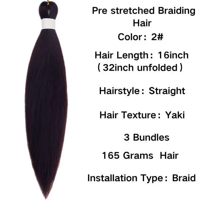 Alt view image 2 of 5 - Kids Braiding Hair Pre stretched 16 inches Color 2 Braiding Hair for Kids