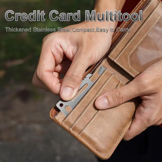 Alt view image 3 of 7 - 11-in-1 Credit Card Multitool For Men, 10 Pack Survival Pocket Tools, Thickened Stainless Steel Bottle Opener, Credit Card Wallet Tool, Double Row Sawtooth Pocket Tool