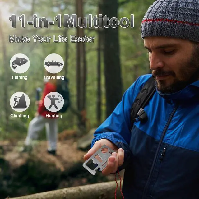 Alt view image 4 of 7 - 11-in-1 Credit Card Multitool For Men, 10 Pack Survival Pocket Tools, Thickened Stainless Steel Bottle Opener, Credit Card Wallet Tool, Double Row Sawtooth Pocket Tool