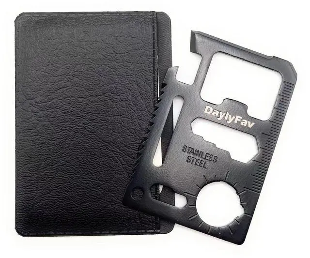 Main image of Multitool Card 11 in 1 Credit Card Multi-Tool (Bottle Opener, Can Opener, Screwdrivers, Ruler & More) Black