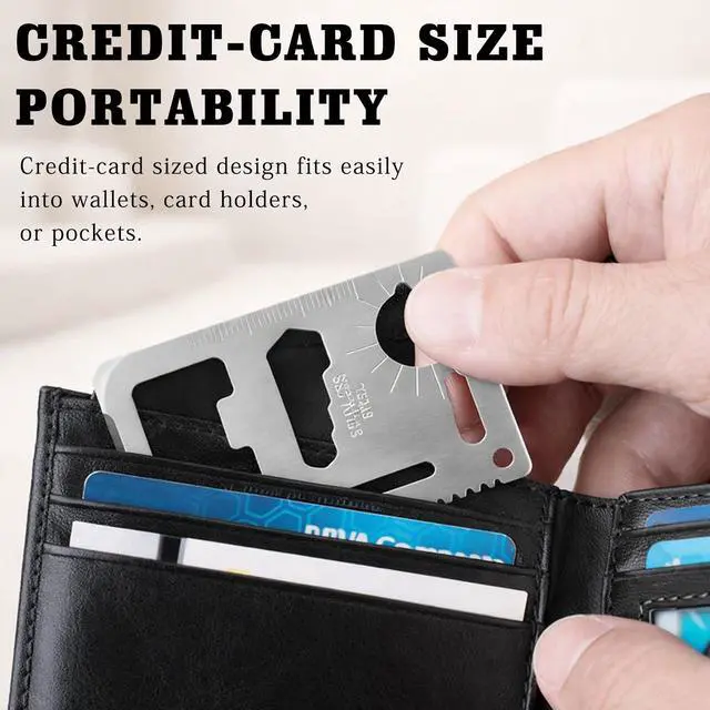 Alt view image 5 of 7 - 3-pices 11-in-1 Stainless Steel Survival Credit Card Multitool Slim Tactical Wallet Tool with Bottle Opener, Knife, Screwdriver & Wrenches for Everyday Carry