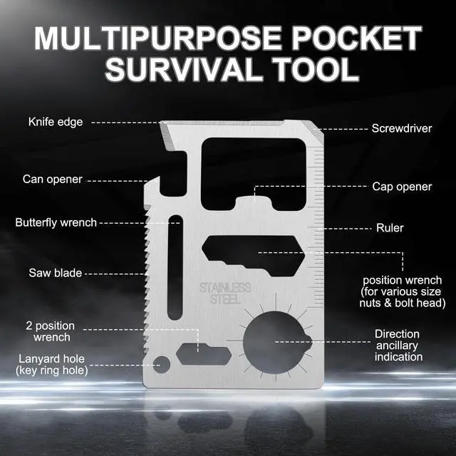Alt view image 3 of 6 - Survival Credit Card Multitool, 11 in 1 Beer Opener Survival Card Tool