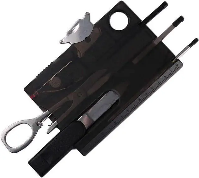 Main image of Black 12 in 1 Pocket Credit Card Outdoor Survival Multi Card Multi Tool EDC Tool Gear Multitools and Accessories Hand Tools, Multitools and Accessories