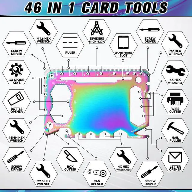 Alt view image 2 of 6 - 12 Pcs Credit Card Wallet Multitool,Colorful,Classic Style