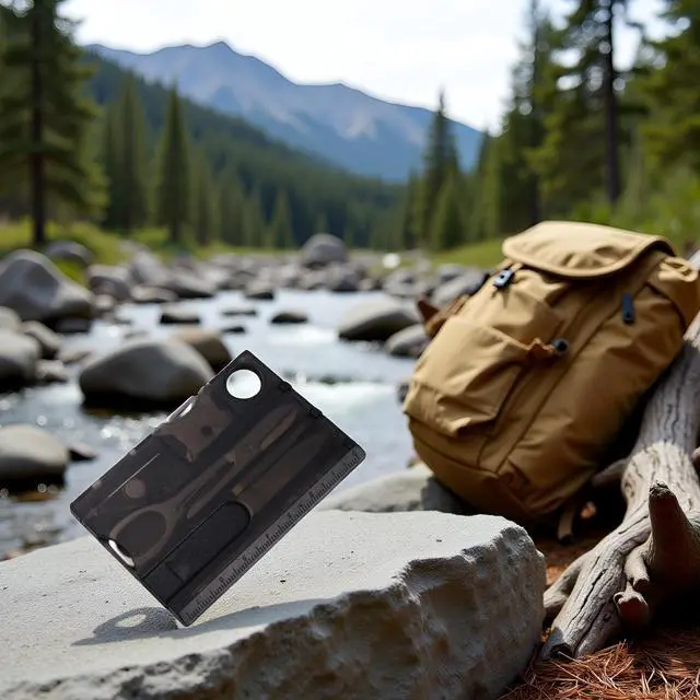 Alt view image 5 of 5 - 12-in-1 Credit Card Multi Tool, Black, Pocket Survival EDC Gear, for Men Unique, Tactical Survival Gear for Camping And Hiking