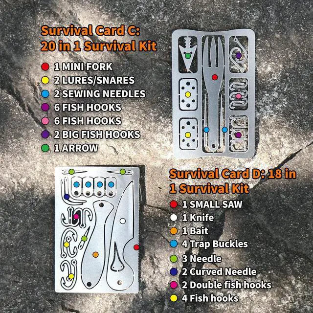 Alt view image 3 of 6 - 12 Pcs Survival Multitool Card Emergency Camping Tool EDC Kit in Your Wallet Outdoor Hunting Fishing Hiking Gear