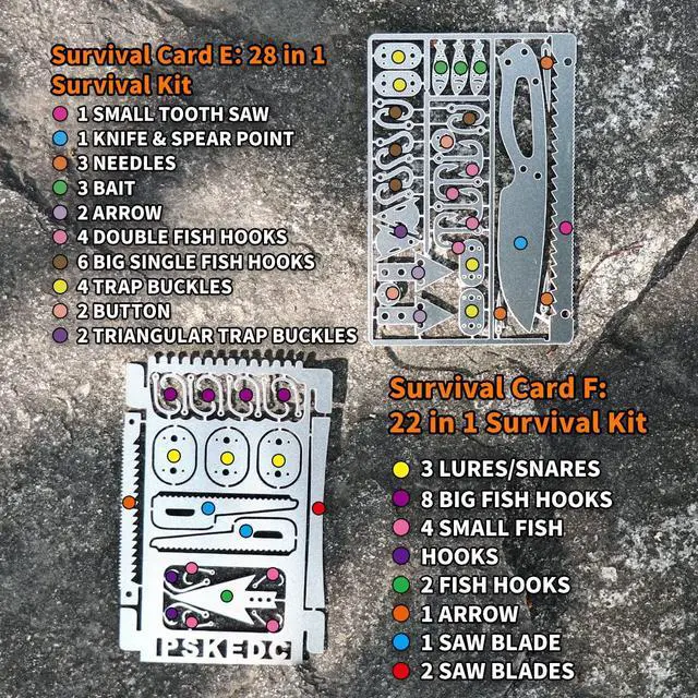 Alt view image 4 of 6 - 12 Pcs Survival Multitool Card Emergency Camping Tool EDC Kit in Your Wallet Outdoor Hunting Fishing Hiking Gear