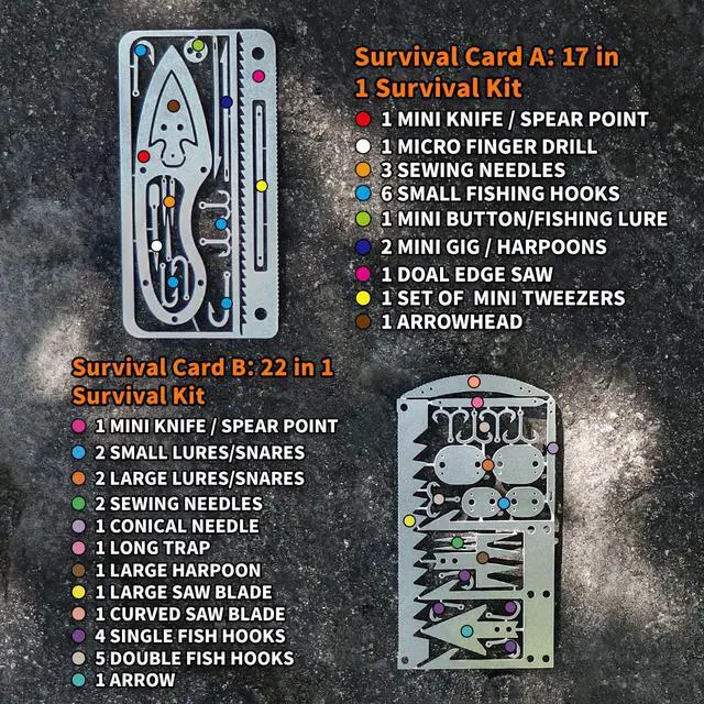 Alt view image 2 of 6 - 12 Pcs Survival Multitool Card Emergency Camping Tool EDC Kit in Your Wallet Outdoor Hunting Fishing Hiking Gear